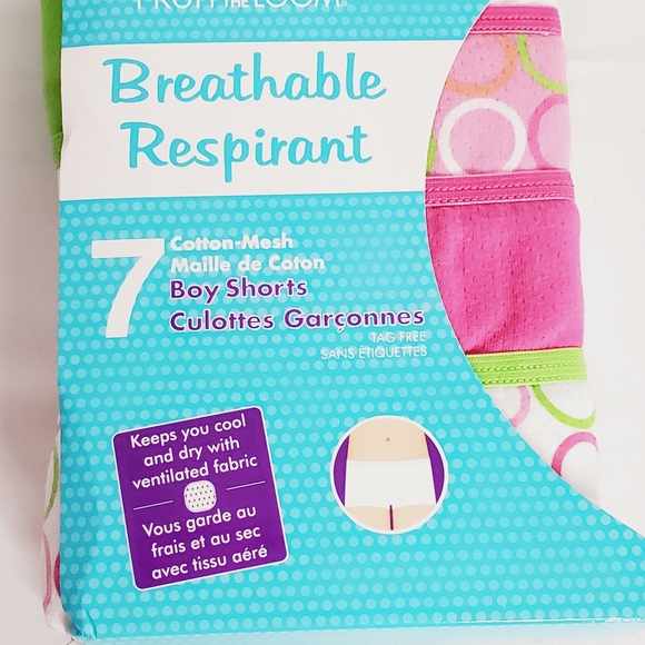 7-Pack Girls Fruit Of The Loom Cotton Mesh Boy Shorts - Picture 3 of 7